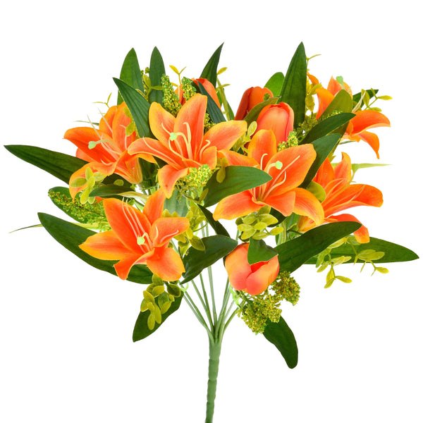 online Set 4 Bouquets Artificiels de Tulipes et Lys Artificiels Hauteur 37 cm Orange