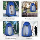 Tenda da Doccia Pop Up Impermeabile 126x124x189 cm con Porta a Cerniera Blu Scuro   