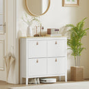 Scarpiera Slim 105x24x95,5 cm con 4 Cassetti e Ripiani Regolabili per 20 Paia di Scarpe EU44 in Pannello Truciolare Bianco      