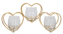 Portacandele Heart 37,5x9x19 cm in Ferro e Vetro Oro
