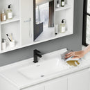 Set Composizione Bagno Pensile Sospeso 60 cm con Specchio Mobile Lavabo e Rubinetto Bianco      