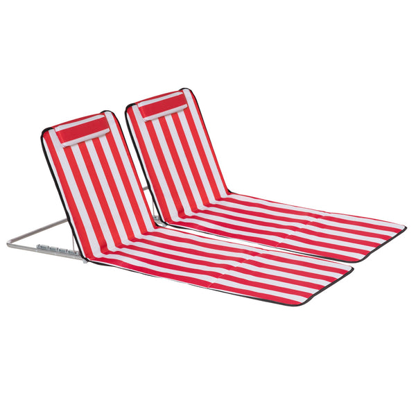 prezzo Set 2 Lettini Spiaggia Pieghevoli con Schienale Regolabile a 5 Livelli Rosso