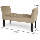 Panca Fondoletto Ingresso 111x40x60 cm con Piedi in Legno e Rivestimento Velluto Tortora     