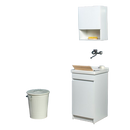 Mobile Lavatoio in Ceramica 1 Anta con Strofinatoio in Legno Massello 45x50x86A cm Bianco Opaco