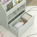 Libreria per Bambini con Ripiani Mensole e Cassetto 60x29,9x90 cm in MDF Verde 