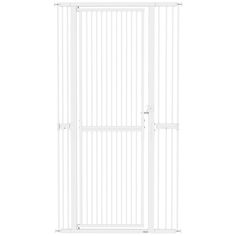 Cancello per Cani e Gatti Alto 180 cm Estensibile da 76-104 cm e Montaggio a Pressione Bianco      