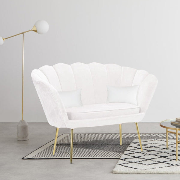 prezzo Canapé de salon 122x73x78 cm 2 places en velours assise coque Lola Blanc