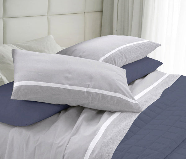 Ensemble de draps et taies d'oreiller en coton Cober Belfast Grey Différentes tailles sconto