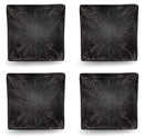 Set 4 Piatti Piani Quadrati 27x27x4 cm in Gres Kaleidos Sirius Neri