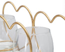 Portacandele Heart 27,5x9,5x12,5 cm in Ferro e Vetro Oro