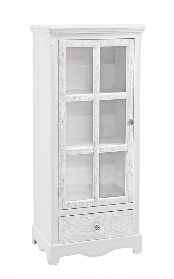 prezzo Blanc Vitrine 1 Porte 1 Tiroir H114 en Bois