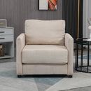 Poltrona Imbottita 80x85x88 cm in Tessuto Effetto Lino Beige