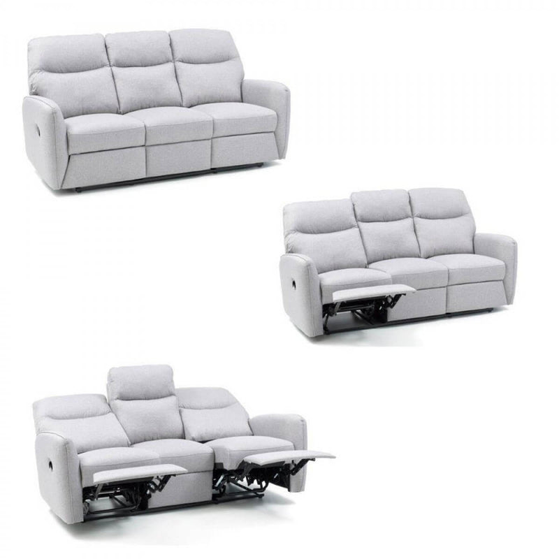 Divano Divanetto 3 Posti con Reclinatore Manuale in Tessuto Kube Marrone