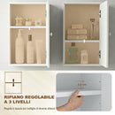 Mobiletto Bagno Pensile Sopra WC 30x14x50 cm con Ripiano Regolabile e Anta in MDF Bianco      