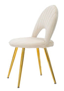 Set 2 Sedie Imbottite 52x48x78 cm in Tessuto Velluto Flex Crema e Oro