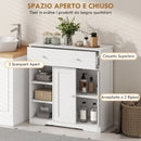 Mobiletto da Bagno da Terra 80x30x80,2 cm con Cassetto e Anta in Pannello Truciolare e MDF Bianco      