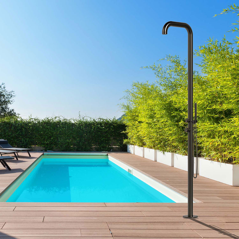 Doccia da Giardino in Acciaio Inox con Miscelatore e Doccino Sined Chia Canna di Fucile 