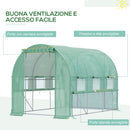 Serra per Orto 3x2x2m Porte con Zip e Finestre a Rete in Acciaio e Copertura PE Verde      