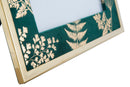 Cornice Glam Verde 28x1,5x33,5 cm in Ferro MDF e Vetro Verde e Oro