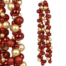 Ghirlanda Natalizia 142 Palline Natale 180 cm Festone LED Natalizio Rosso e Oro