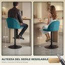 Set di 2 Sgabelli da Bar 43x48x84-106 cm Sgabelli Moderni Girevoli con Poggiapiedi in Velluto Blu      