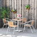 Set Tavolo e 4 Sedie da Giardino in Alluminio Effetto Legno