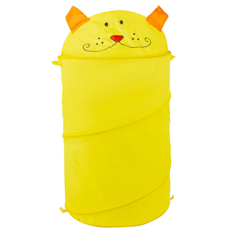 Cesto portagiochi pieghevole animali struttura in metallo 80x40 cm Giallo