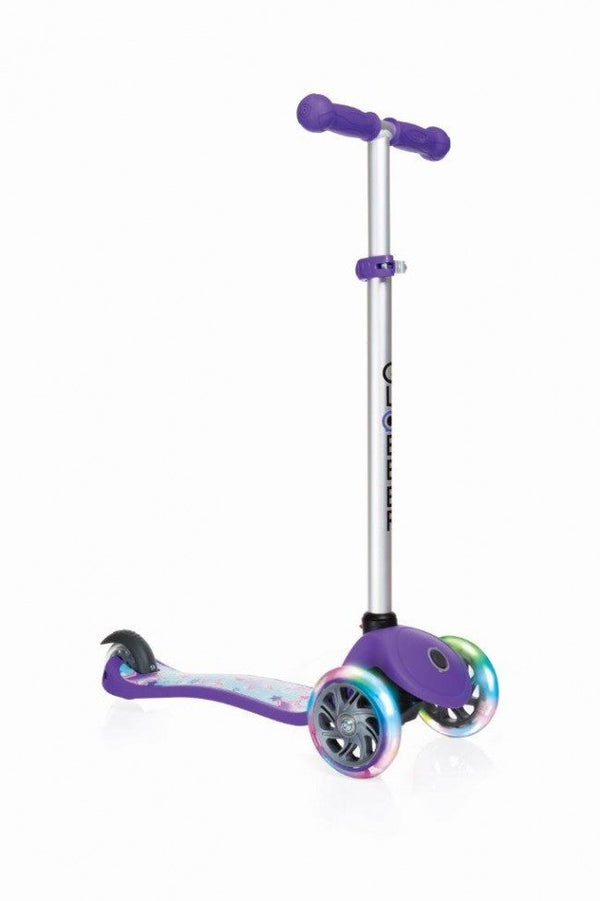 acquista Trottinette avec 3 Roues LED 3 Hauteurs Max 50Kg Globber FIRST Fantasy Lights Up Purple Stars