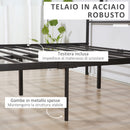 Struttura Letto Una Piazza e Mezzo 140x200 cm in Acciaio con Doghe Integrate Nero