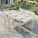 Tavolo da Giardino Allungabile 225x85x75 cm per 6-8 persone in Alluminio con Piano a Doghe Bianco      