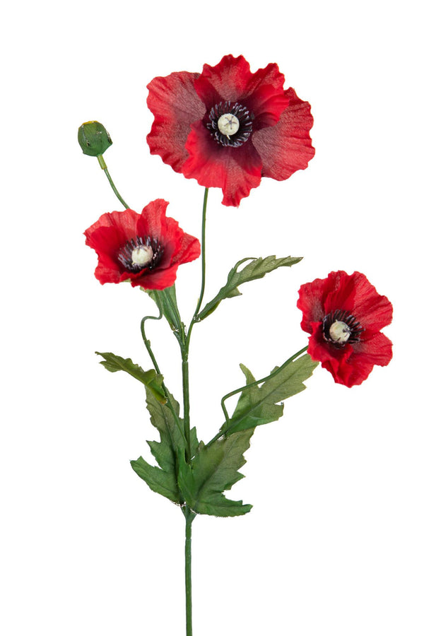 Lot de 8 coquelicots artificiels avec 4 fleurs artificielles, hauteur 65 cm, rouge online