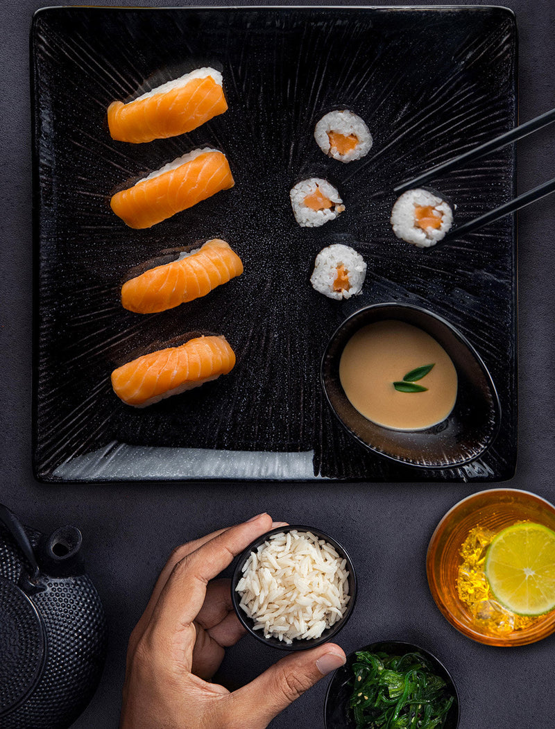 Set 4 Piatti Rettangolari 30x18x2,5 cm in Gres Kaleidos Sirius Neri