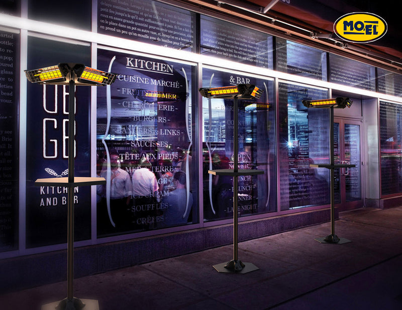 Stufa Elettrica ad Infrarossi a Piantana 3600W con Tavolino Moel Girasole 769T Table