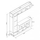 Parete Attrezzata Soggiorno Leonard 170x42x170 h cm in Truciolare bilaminato Nero