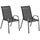 Set 2 Sedie da Giardino 54x71x93 cm Impilabili con Braccioli Curvi in Acciaio e Tessuto Traspirante Nero
