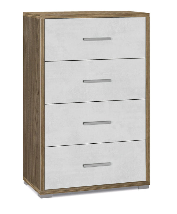 Cassettiera 4 Cassetti 71x110x41 cm Noce Stelvio/Ossido Bianco online