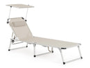 Set 4 Lettini Prendisole da Giardino con Tettuccio 58x193x76 cm in Alluminio Cayo Grigio Ghiaccio