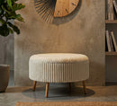 Puff Goteborg Big Ø83x56 cm in MDF e Spugna e Poliestere Bianco      
