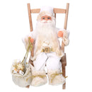 Babbo natale in tessuto su sedia bianco e oro cm xh30