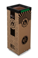 Pattumiera Per Raccolta Rifiuti 28x28xh70 cm in Cartone Con Stampa Grafica Vetro Beige