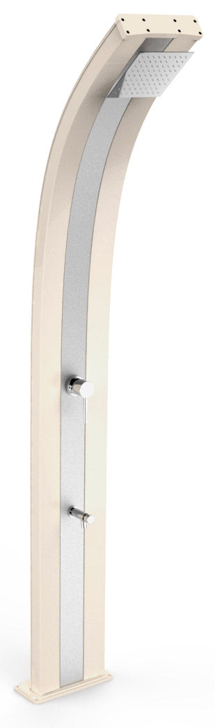 Douche de Jardin Solaire Extérieure Mitigeur 40L et Lave Pieds Arkema Dada Bande Inox Champagne Bronze sconto