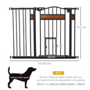 Cancelletto per Cani di Taglia Media e Piccola 74-105x76,2 cm con Chiusura Automatica Nero      