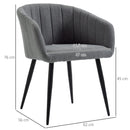 Set 2 Sedie Imbottite 62x56x76 cm in Tessuto Effetto Lino Grigio Scuro