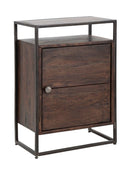 Comodino 1Door Burn 45x30x66 cm in Legno di Acacia e in Ferro Marrone
