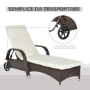 Lettino da Giardino Prendisole Relax in Rattan Sintetico Marrone 