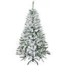 Albero di Natale Innevato Alto 150 cm con 358 Rami Ignifughi e Base in Acciaio Verde      