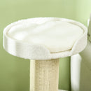 Tiragraffi per Gatti 45x45x91 cm con Lettino Rivestimento Peluche e Palo in Sisal Crema      