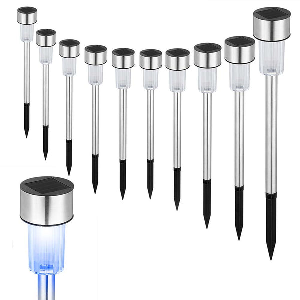 10 Lampade Giardino Ricarica Solare Paletti Solari LED Luce RGB Cambio Colore sconto