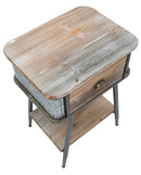 Comodino Bronxs 47,5x36,5x63,5 cm in Ferro e Legno di Abete Nero e Grigio