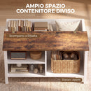 Cassapanca Contenitore 80x60x40 cm con Coperchio Sollevabile in Pannello Truciolare e Metallo Marrone Rustico      
